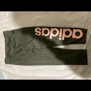 Adidas grey yoga pants with pink adidas